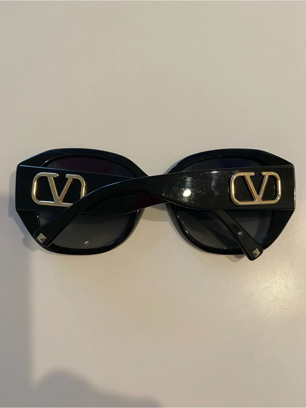Valentino Black Oversized Geometric Sunglasses